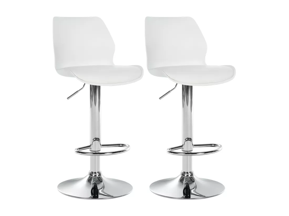 Lot de 2 Tabouret de bar - Plastique - Blanc - Gilbert