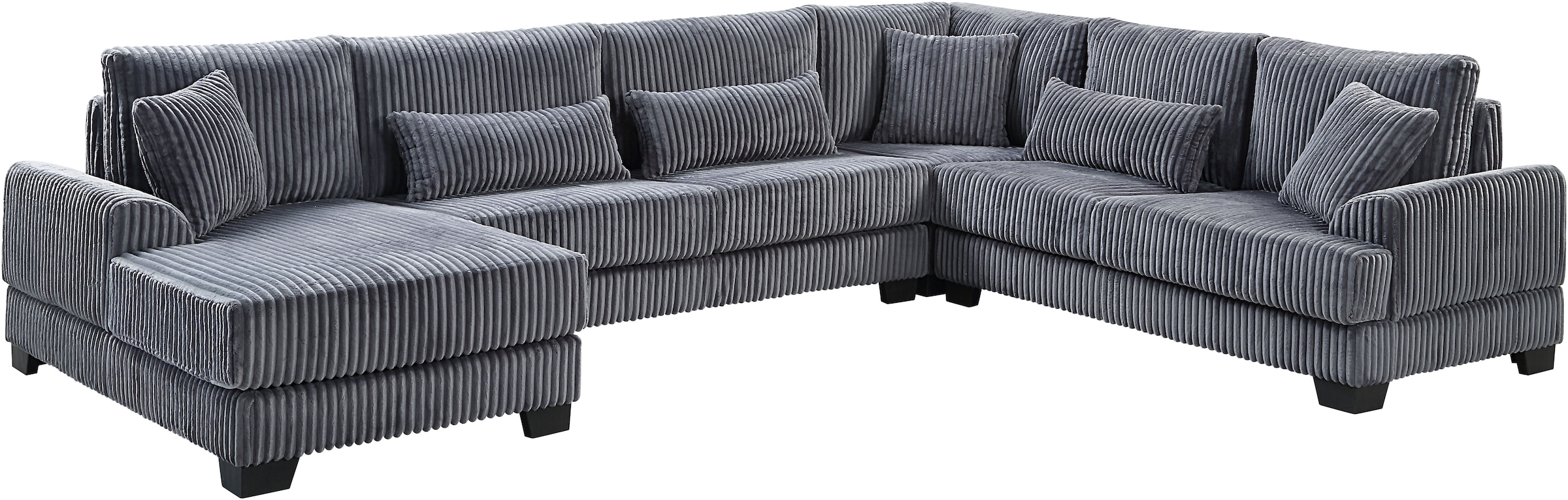 ATLANTIC home collection Wohnlandschaft »Miron, U-Form, Breite: 332cm« weicher XXL-Cordbezug, inklusive 6 Zierkissen