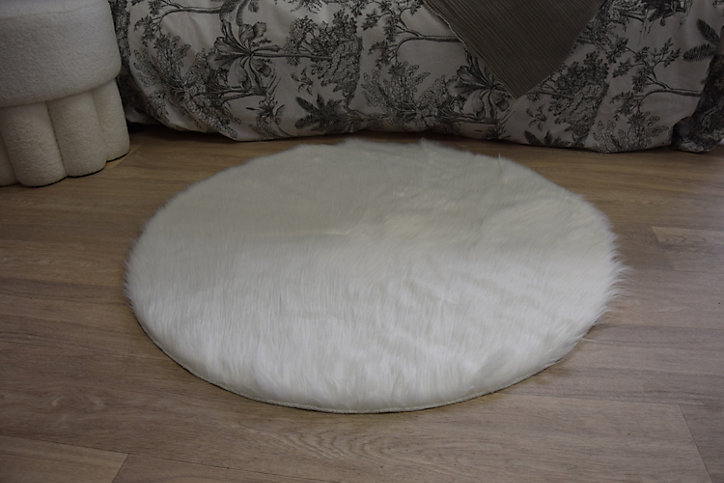 Tapis toucher doux blanc beige Ø90 x ep.3cm