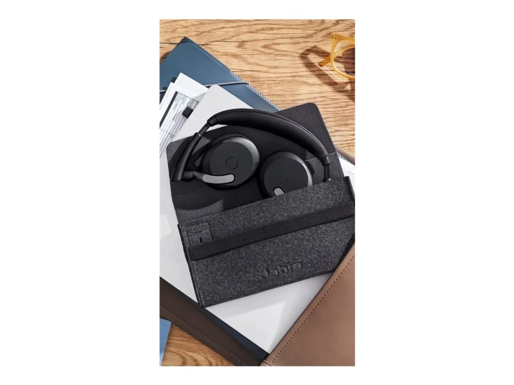 Jabra Evolve2 65 Flex UC Stereo - Headset - på øret - Bluetooth - trådløs - aktiv støjfjerning - USB-A - sort - Optimeret til UC