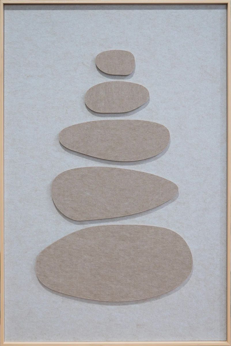 Akoestisch wandpaneel beige Stacked Ovals B80 x H120 cm