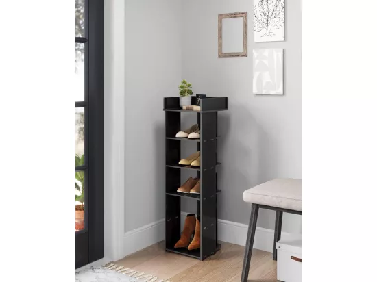 Meuble à chaussures PVC 6 Niveaux,Armoire à Chaussures avec étagère réglable pour Entrée,Salon,Chambre - 26x25x81cm - Noir