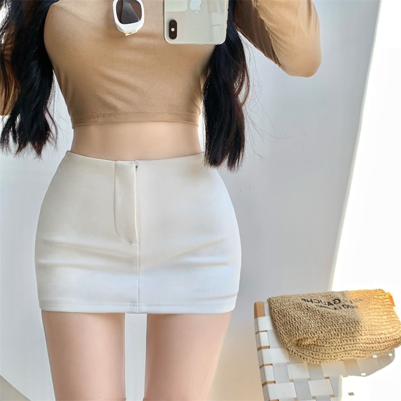 Metonymph - Hoge taille effen mini-kokerrok