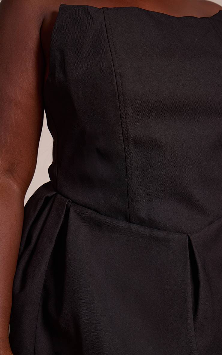 Noir Robe Mini Bandeau Premium Grande Taille Avec Jupe Tulipe En Tissu Tissé