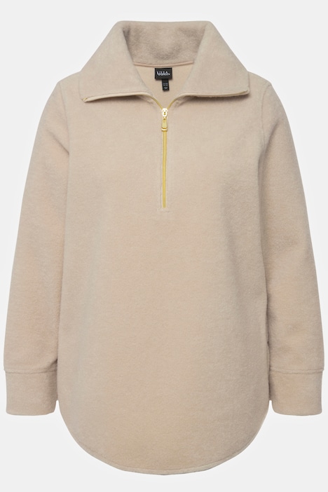 Fleeceshirt, A-Linie, Stehkragen, Zipper, Langarm