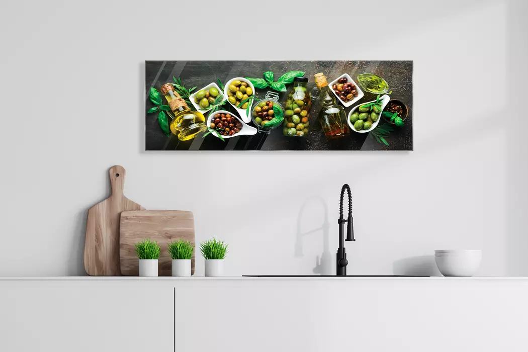 Glasbild 30 x 80 cm Olives IV