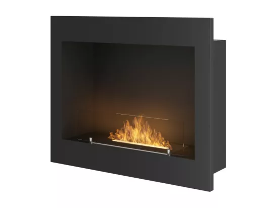 Cheminée au bioéthanol Frame 600 noir mat à encastrer au mur sans verre