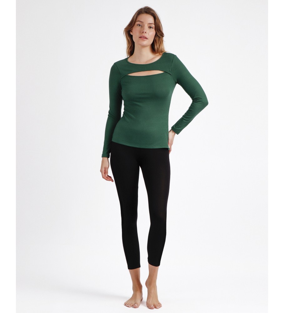 Camiseta Admas Warm de manga comprida com punhos canelados, verde
