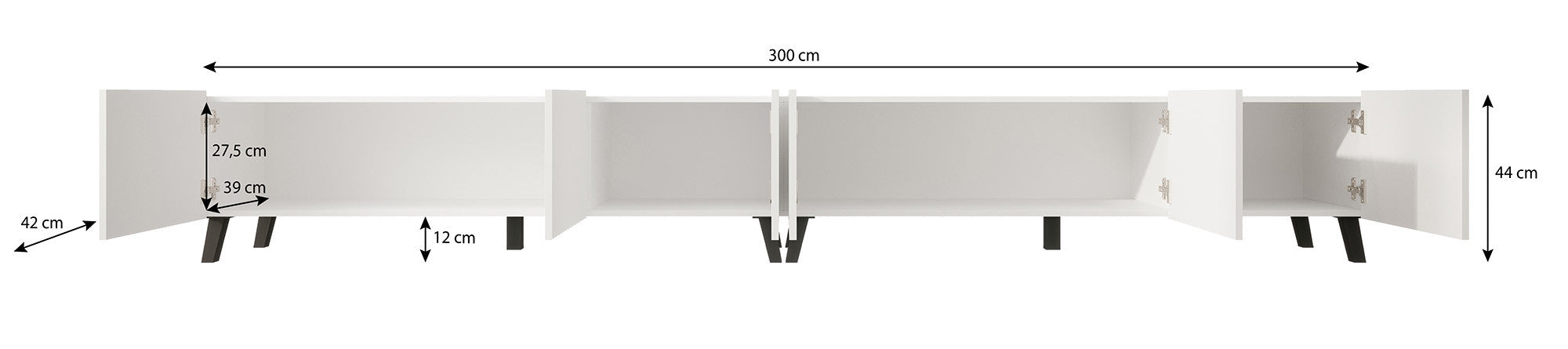 Pepinos 2 - TV-Meubel - Eiken - 300x42x44 cm