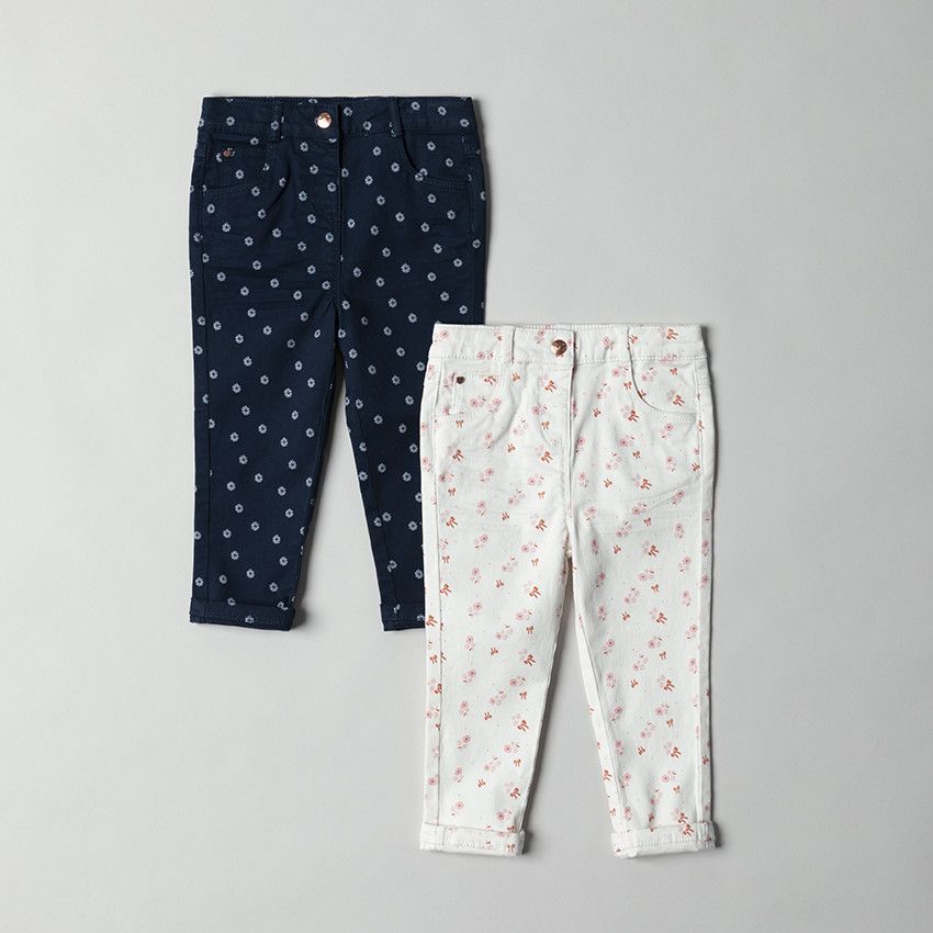 Pantalon effet crinkle imprimé all-over - Bleu marine
