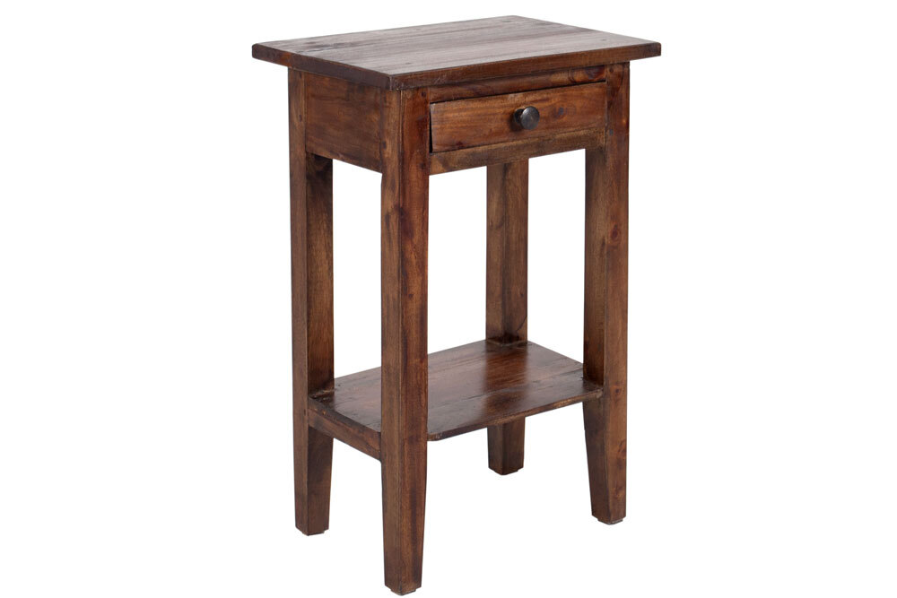 Massiver Beistelltisch HEMINGWAY 55cm coffee Mahagoniholz Shabby Chic Telefontisch