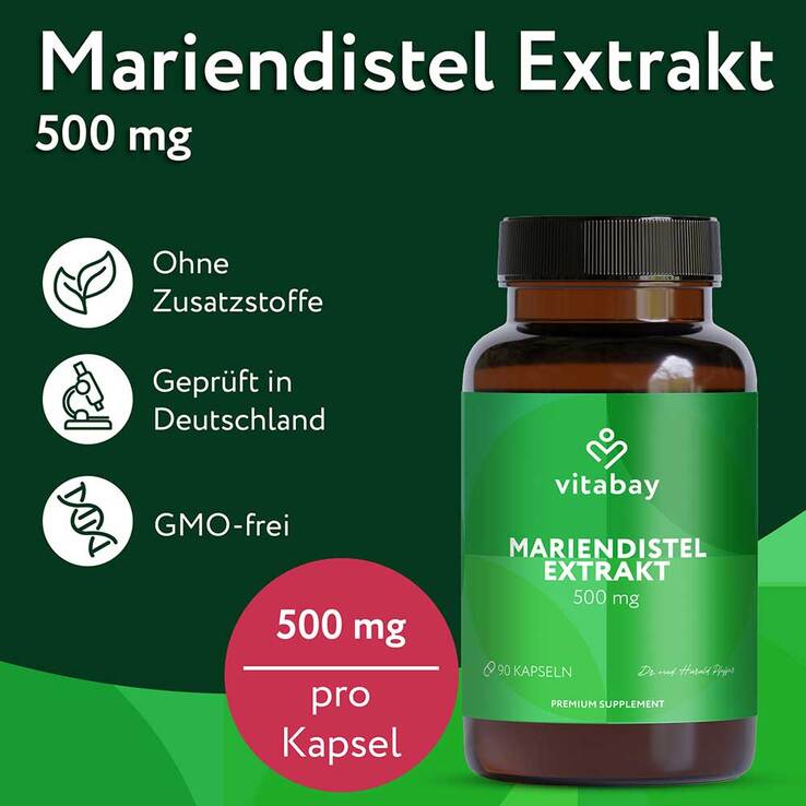 Mariendistel 500 mg Extrakt Kapseln, 90 St