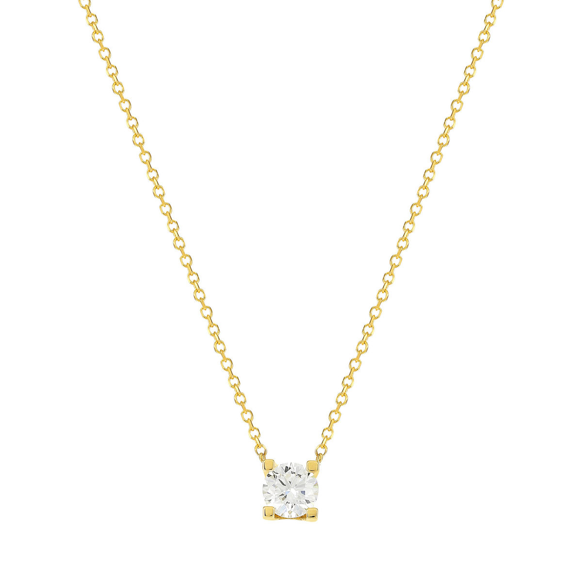Collier or jaune 750 diamant synthétique 42 cm 0.50 carat
