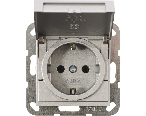 Gira 4454 26 stopcontact met klapdeksel E2/Event aluminium