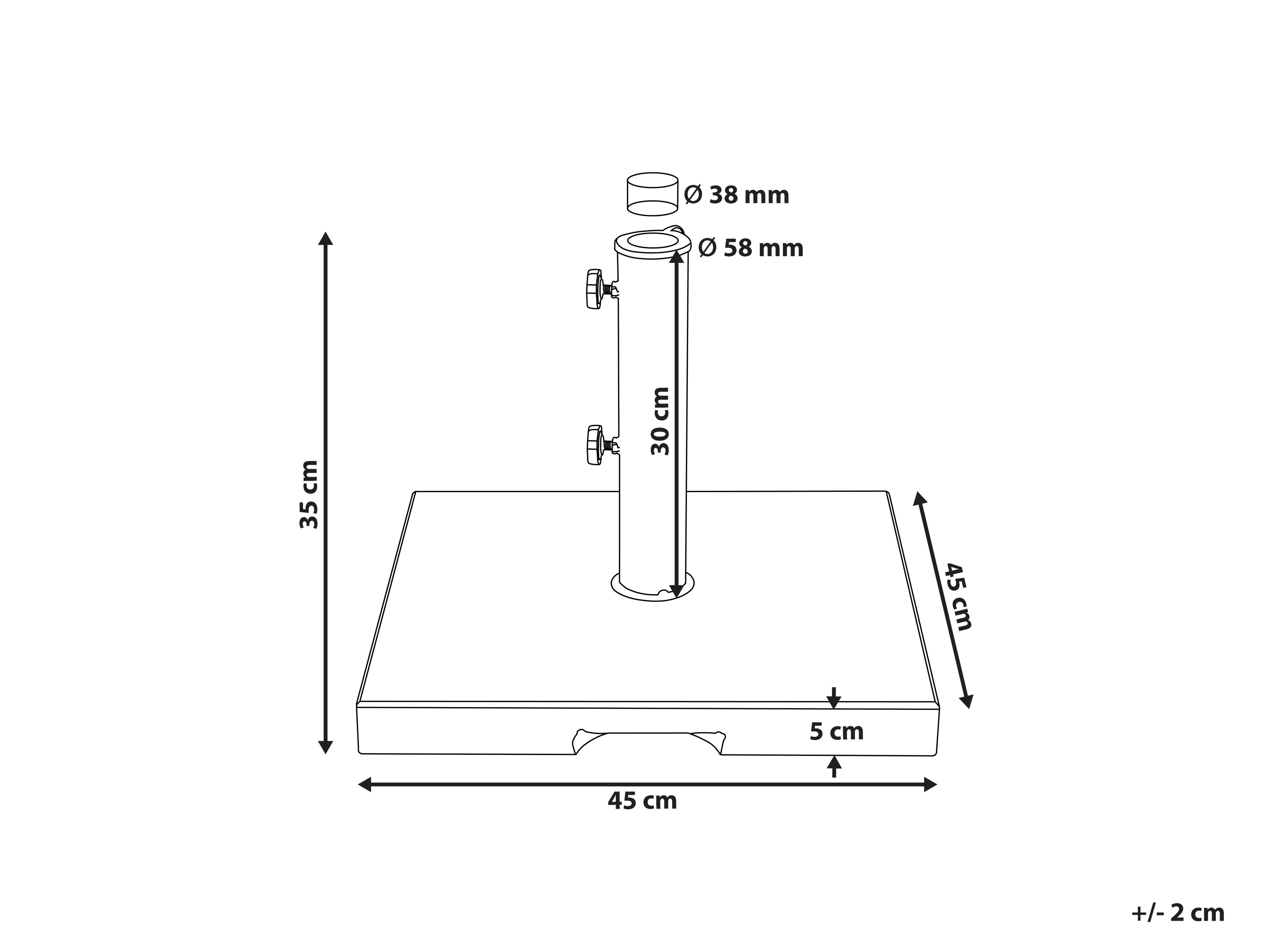Parasolvoet CEGGIA Zwart Vierkant 25 kg