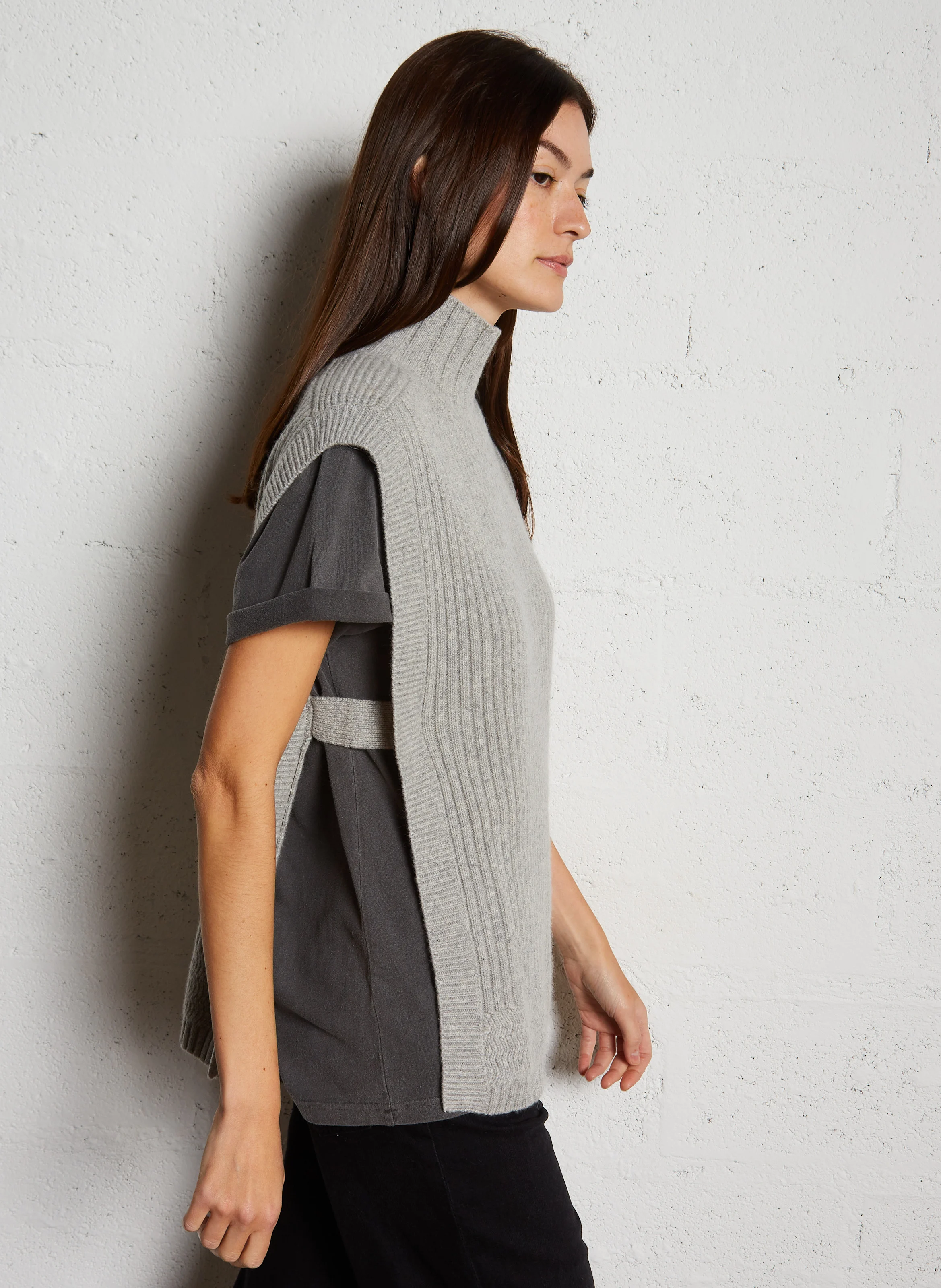 PACOME - Pull droit col montant en laine mélangée | Noir