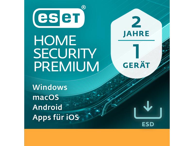 ESET HOME Security Premium ESD, Vollversion, 1 User, 2 Jahr Der Premiumschutz für Ihr digitales Leben – Stärken Sie Ihren Schutz dank Passwort-Manager, Verschlüsselung sensibler Dateien und modernster Bedrohungserkennung