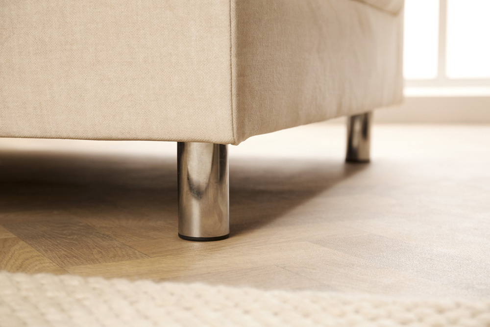 Moderne Wohnlandschaft KENT 220cm champagner beige Vogue Velours Samt Federkern mit Hocker