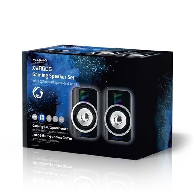 Nedis Gaming Højttaler | Højttalerkanaler: 2.0 | USB Drevet | 3.5 mm Hanstik | 30 W | RGB | Volumenkontrol