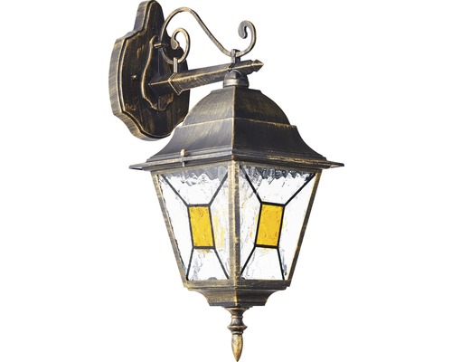 Buitenwandlamp, hangend, 1-lichts, zwart/goud