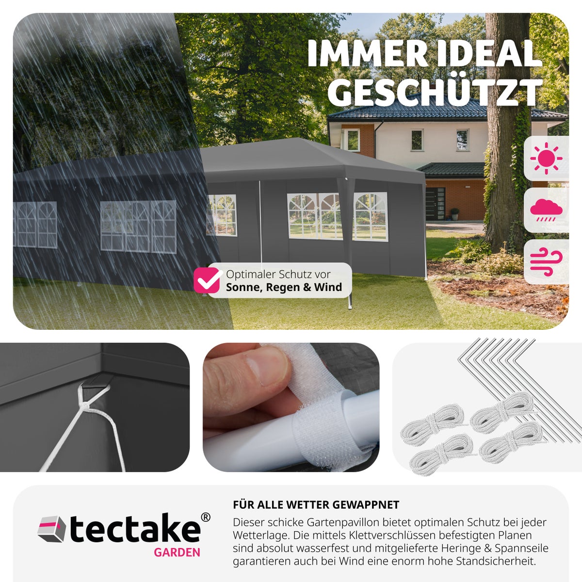 tectake Elasa 9 x 3 m paviljoen inclusief scheerlijnen en haringen
