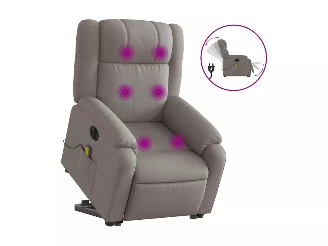 Fauteuil inclinable massant électrique Taupe Tissu