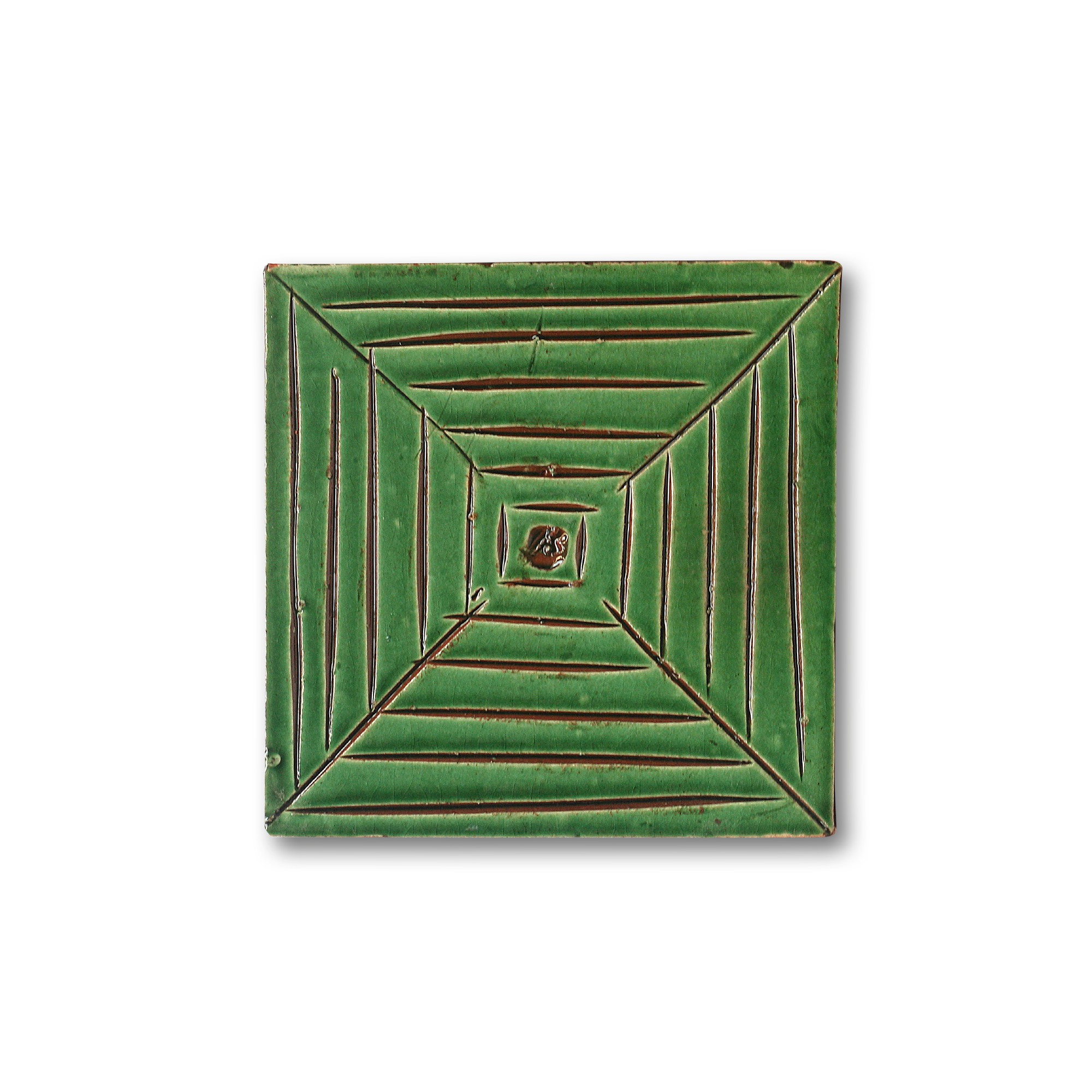 Kachel 'Jeu de moulin verde', grün, T 10 cm, B 10 cm, H 1 cm von fischer's lagerhaus
