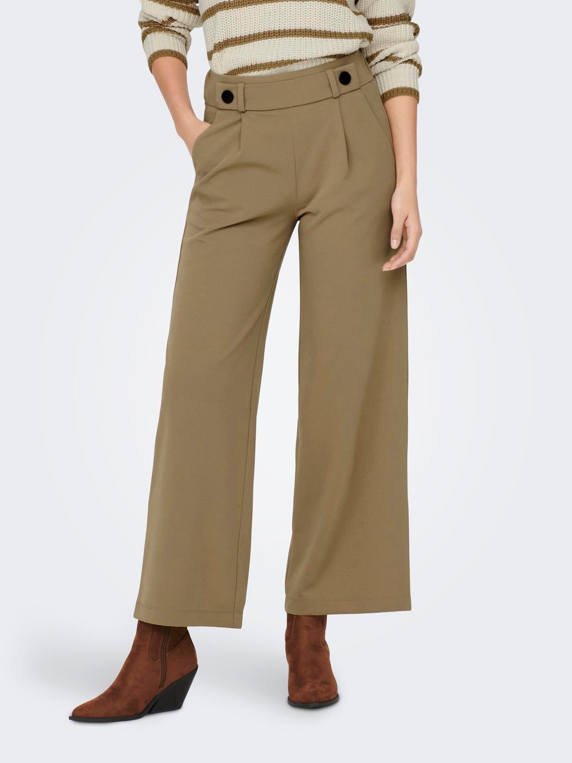 JDYGEGGO Mittlere Taille Weiter Beinschnitt Hose mit weitem Beinschnitt Sepia Tint