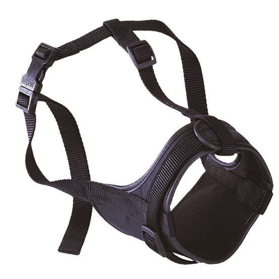 Muselière Safe boxer en nylon noir. Tour de cou : 50 à 80 cm