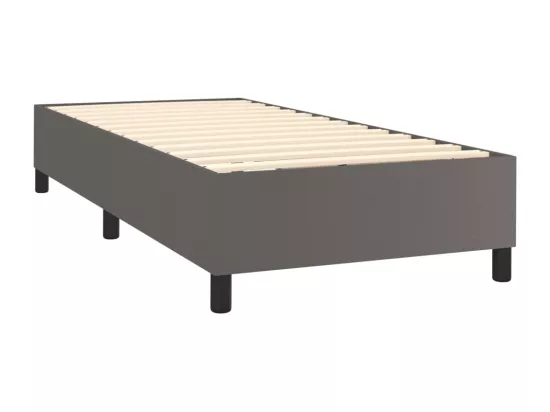 Sommier tapissier et matelas et LED Gris 90x190 cm Similicuir