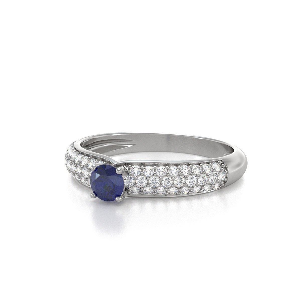 Bague Saphir et diamants sur Argent 925 1.978grs