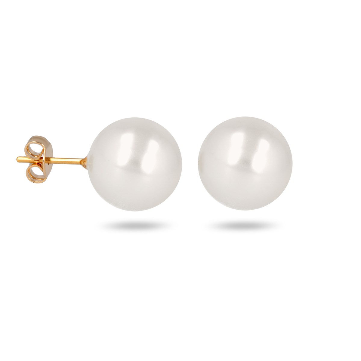 Boucle d'oreille plaqué or avec perle d'imitation de Majorque blanche 7MM