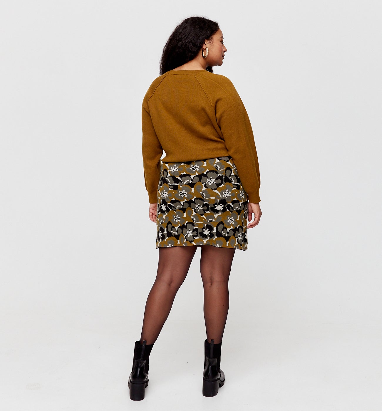 Jupe courte en maille jacquard - Imprimé bronze