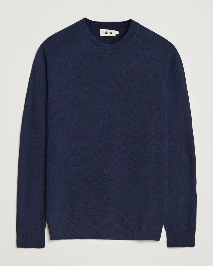 Altea Wool/Cashmere Crew Neck Pullover Navy