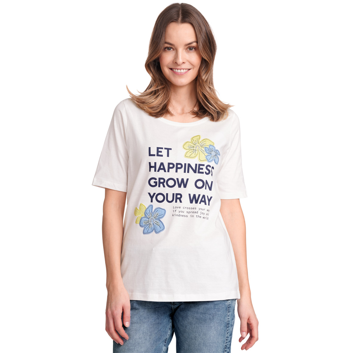 Gina Benotti Damen T-Shirt mit Message-Print weiss