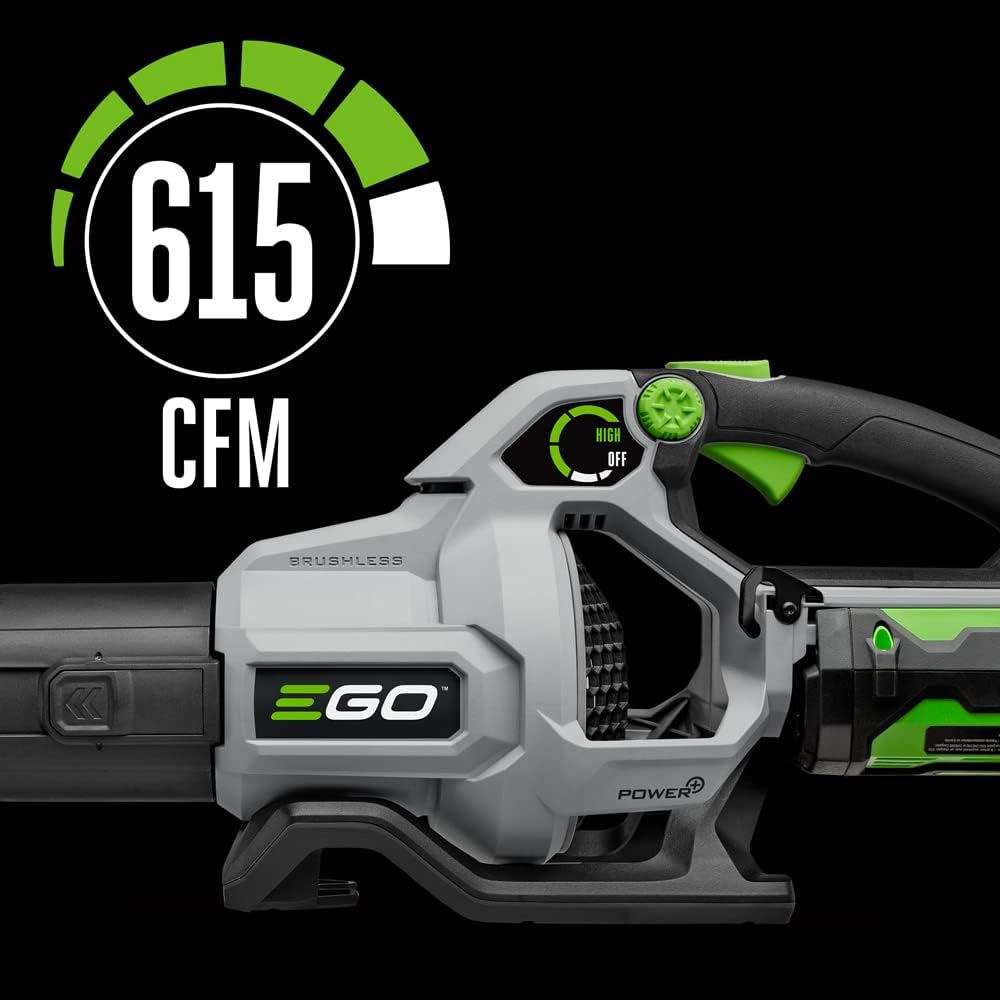 EGO Power+ LB6150 615 CFM 56 Volt Lithium-Ionen-Akku-Laubbläser mit Variabler Geschwindigkeit, Akku und Ladegerät Nicht im Lieferumfang enthalten, schwarz
