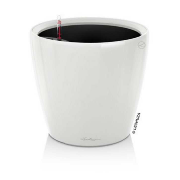 Pot rond Lechuza Premium LS blanc brillant Ø28 x h.26 cm