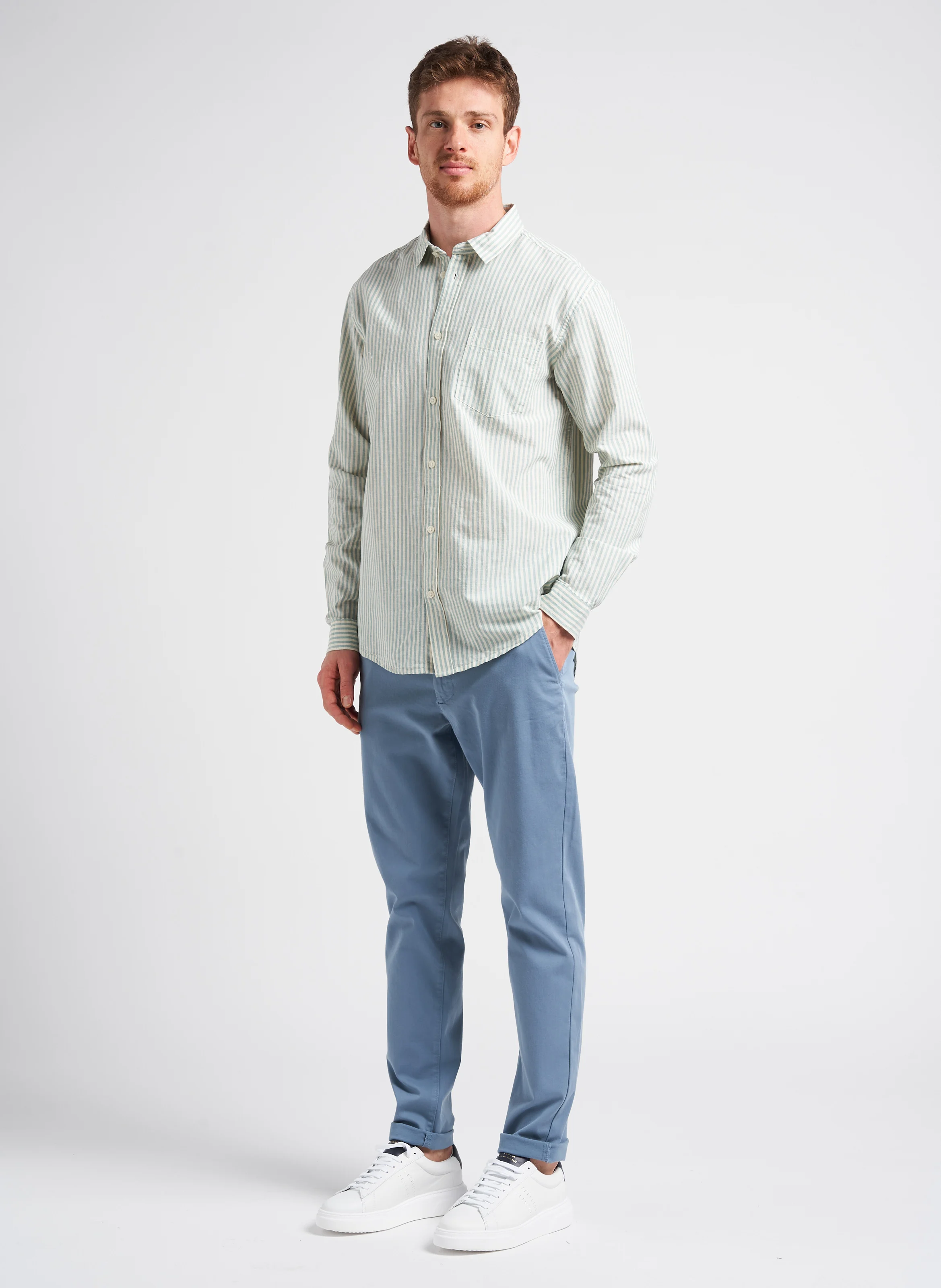 LAVIS - Pantalon droit en coton bio mélangé | Bleu