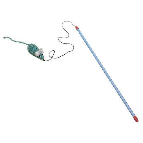 Poleiro azul suspenso para ratos, ideal para gatos.