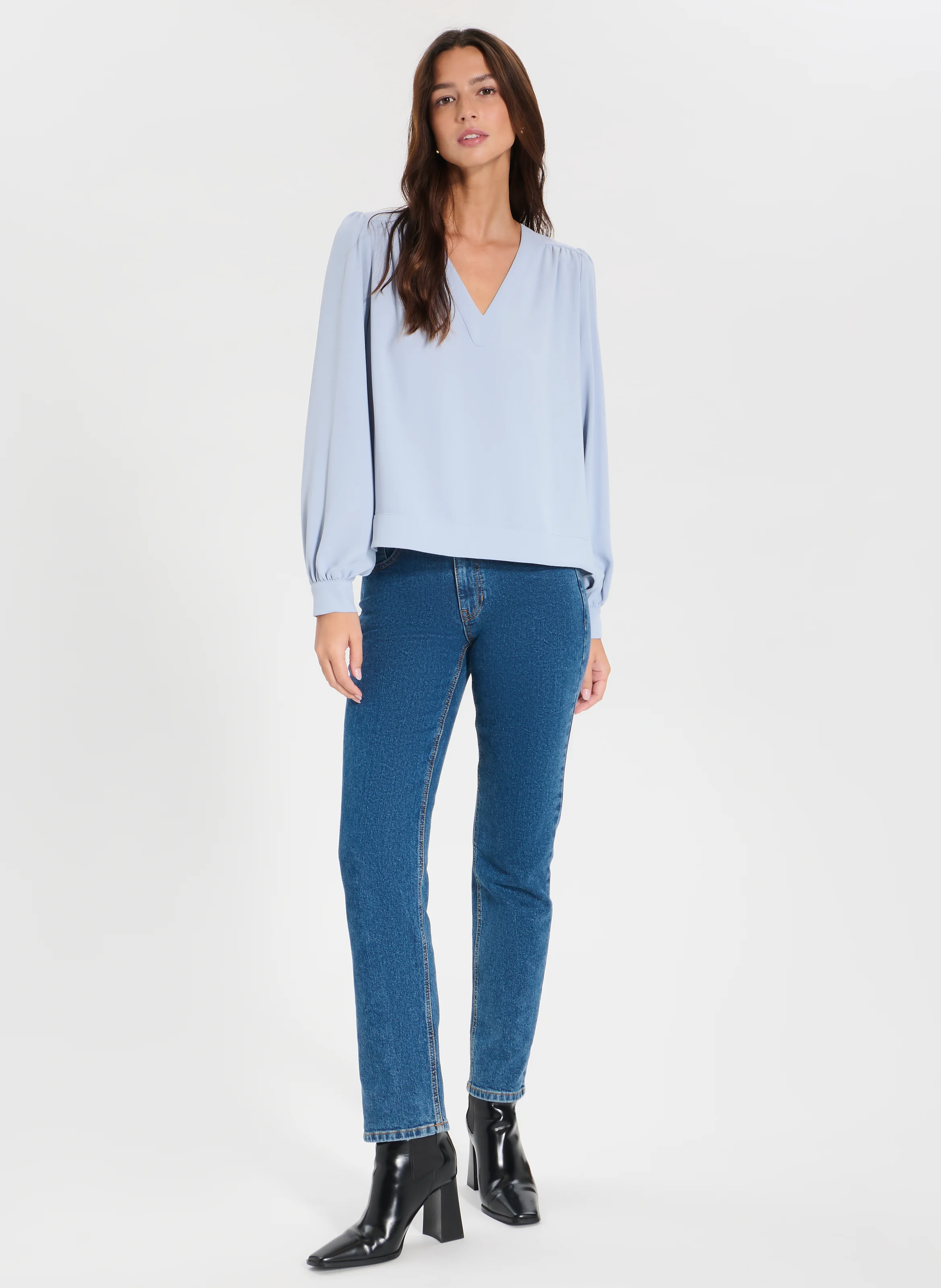 TAHIELLA - Top manches longues drapé | Bleu