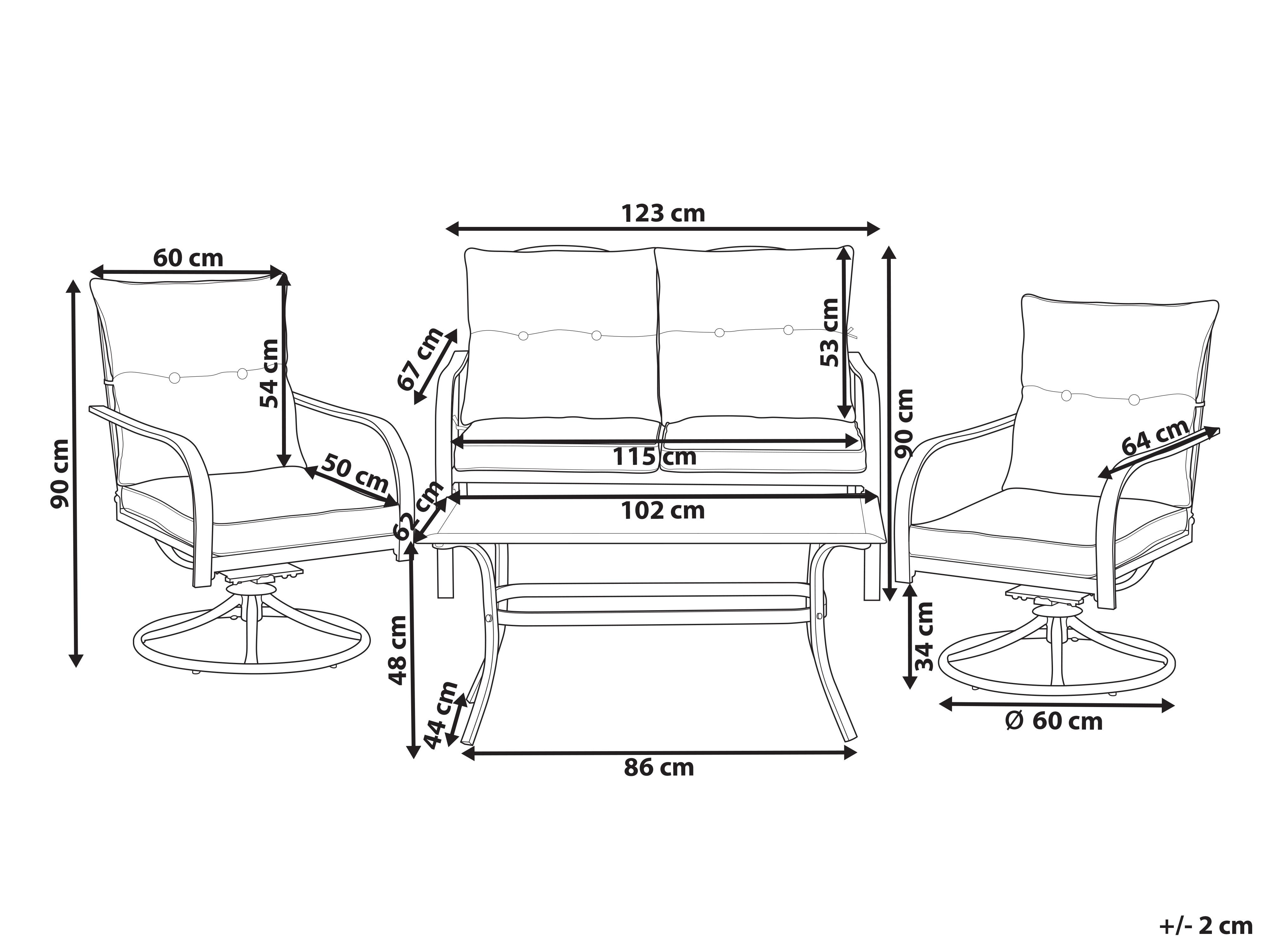Loungeset met tafel 4-zits MESTRINO Metaal Blauw