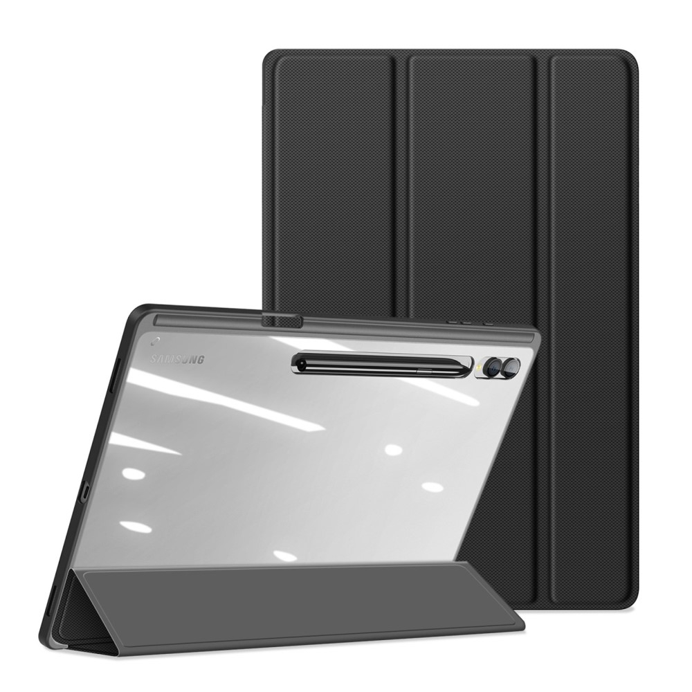 Samsung Galaxy Tab S10 Ultra Leder Tasche Smart Cover Schutzhülle - Schwarz