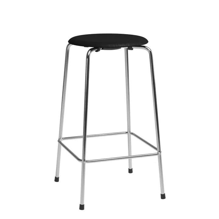 Fritz Hansen - High Dot Barhocker H 65 cm, Furnier Esche schwarz / Untergestell Chrom (4 Beine)