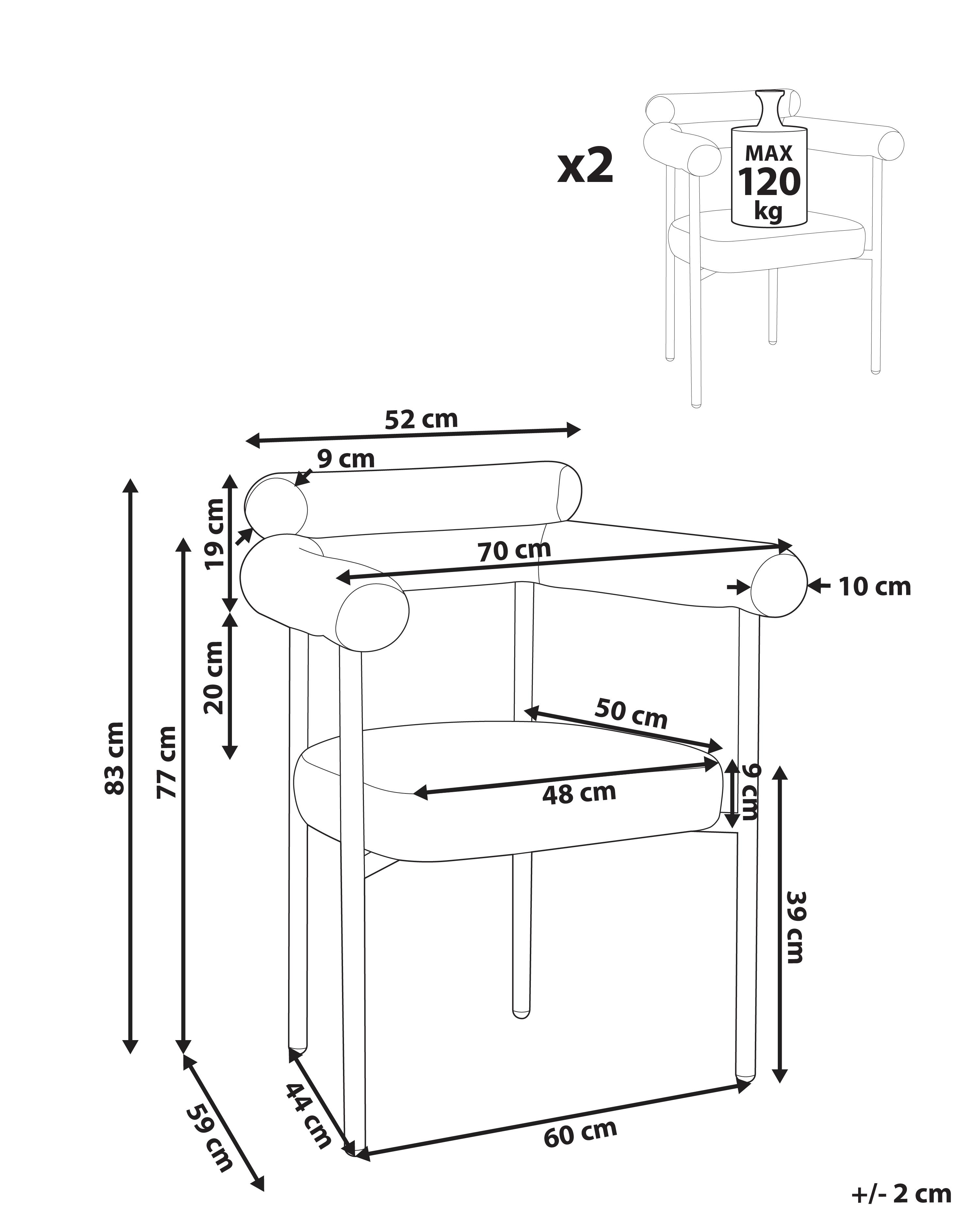 Set van 2 eetkamerstoelen LYNEY Stof Zwart