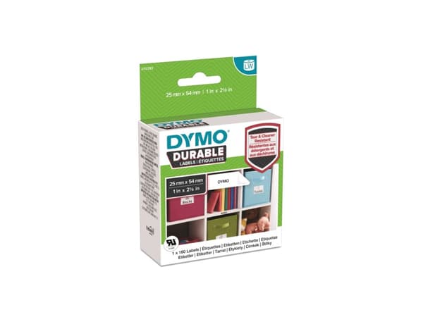 DYMO LabelWriter DURABLE - Polypropylen (PP) - permanet adhesiv - hvit - 25 x 54 mm 160 etikett(er) (1 rull(er) x 160) merkelapper - for DYMO LabelWr