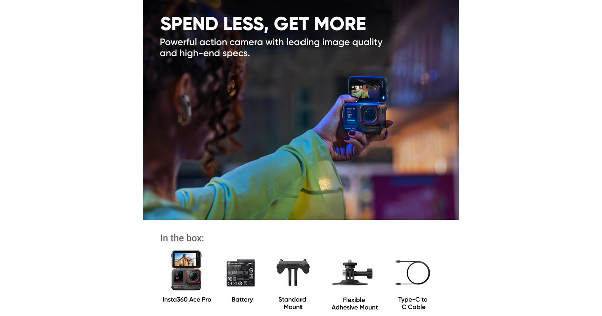 Insta360Ace Pro action sport 8K videocamera  (Zwart)