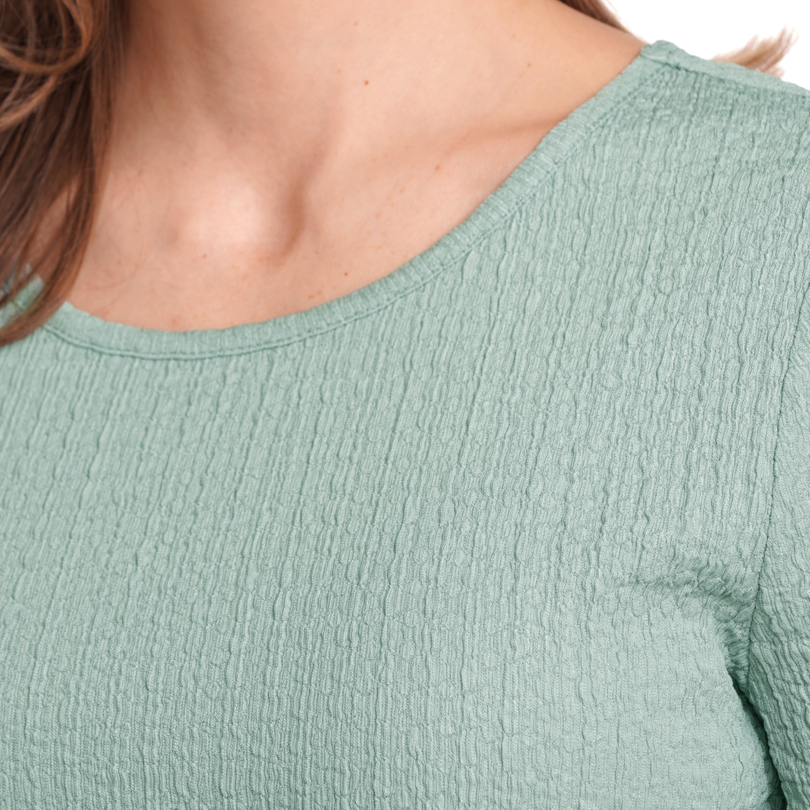 Gina Benotti Damen T-Shirt mit Wellenbündchen oliv