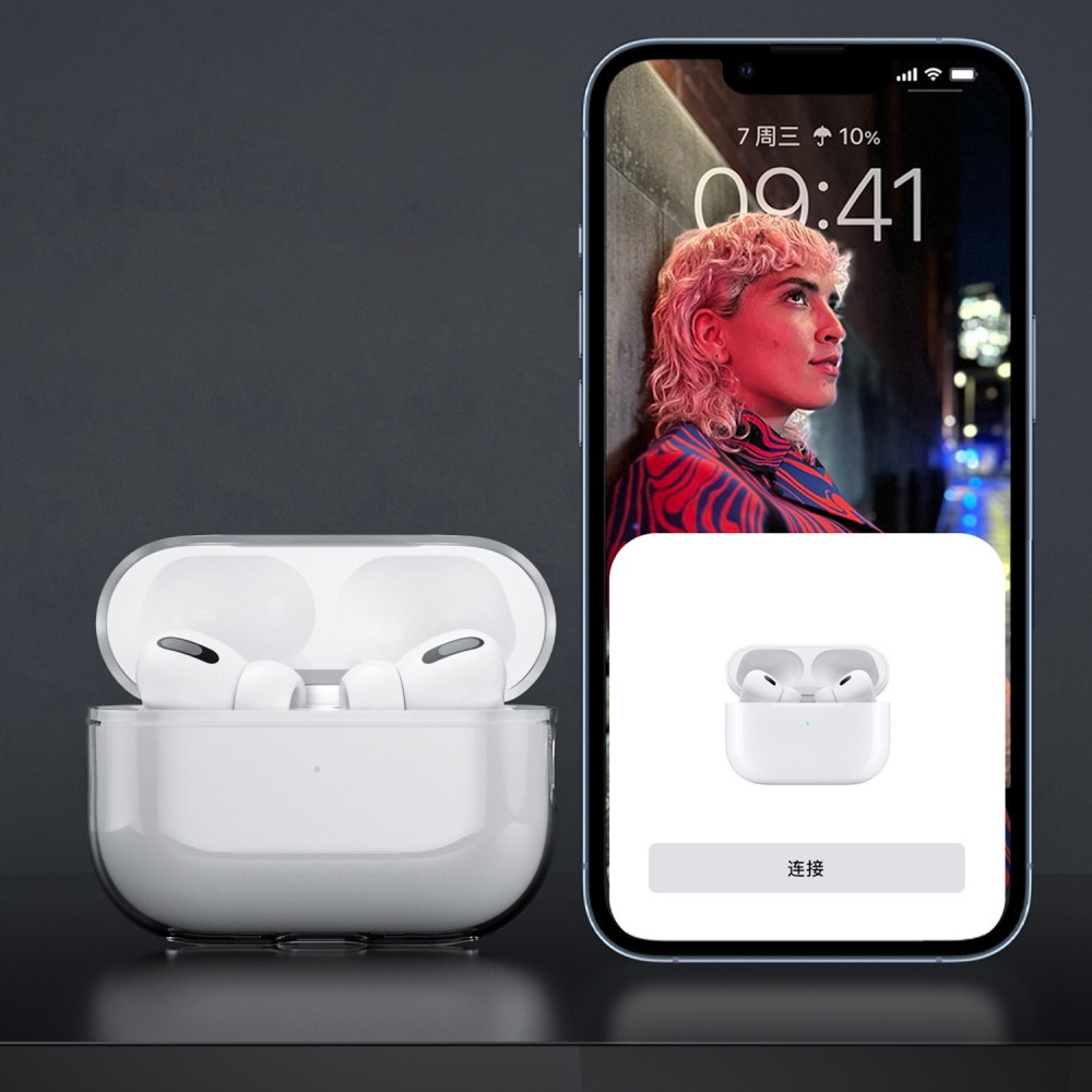 AirPods Pro 2 / AirPods Pro Gummi Schutzhülle Abdeckung mit Schlüsselring - Transparent