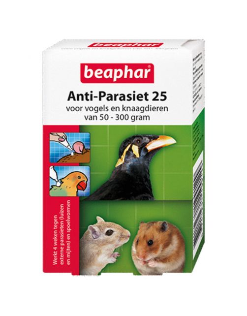 Beaphar Anti-Parasiet 25 Knaag\/Vogel - Parasieten - 2 pip 50-300 Gram