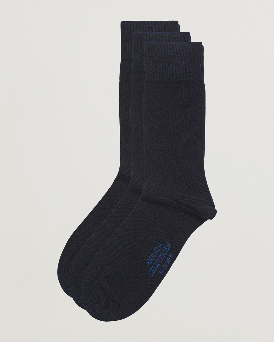 Amanda Christensen 3-Pack True Cotton Socks Dark Navy